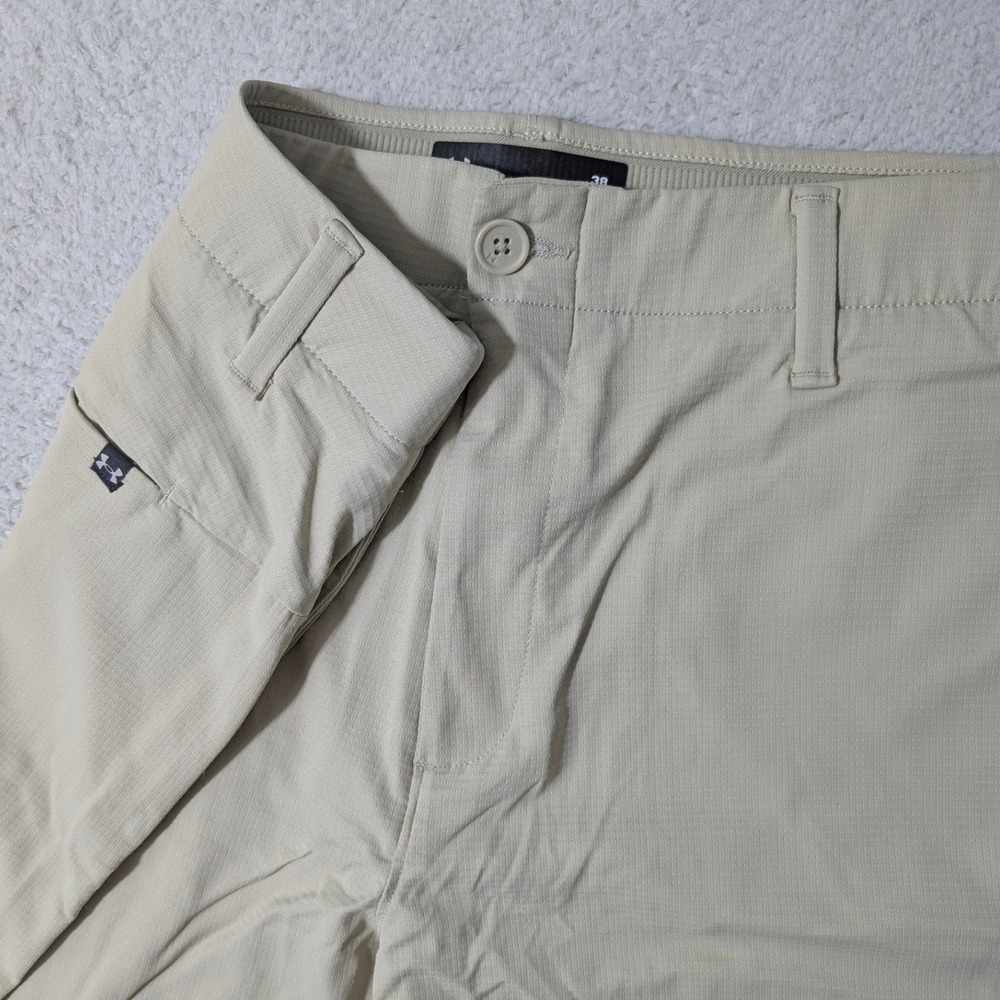 Under Armour Drive Golf Shorts Mens 38/9 Tan Ripstop Flat Front 1370084